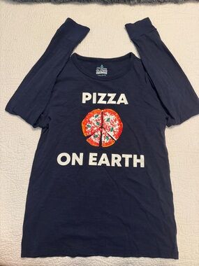 Crewcuts Navy Graphic Pizza Peace Long Sleeve Tee